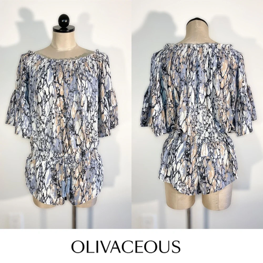 Olivaceous | Off-the-Shoulder Coverup Romper - Picture 2 of 9